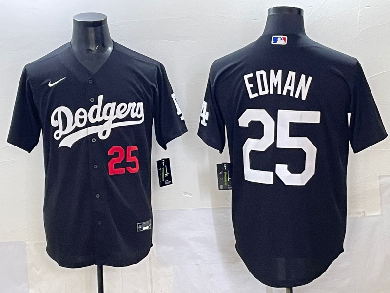 Men Los Angeles Dodgers #25 Edman black Nike MLB jersey style 3->los angeles dodgers->MLB Jersey